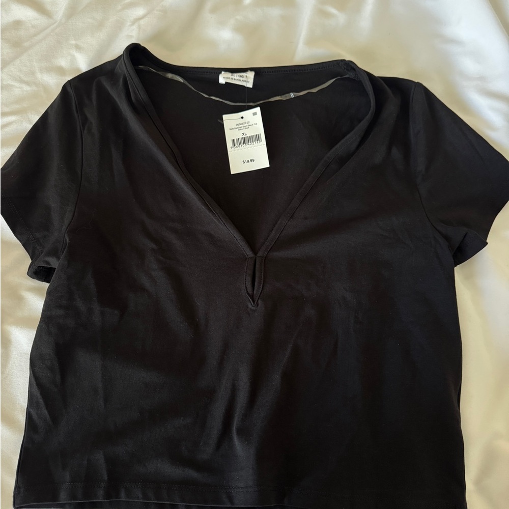 Cotton On Black V-Neck Crop Top